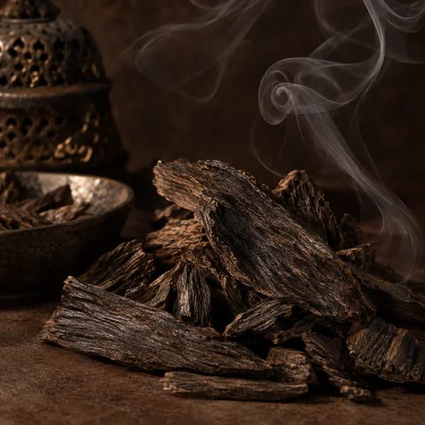Agarwood and a delicate trail of incense smoke